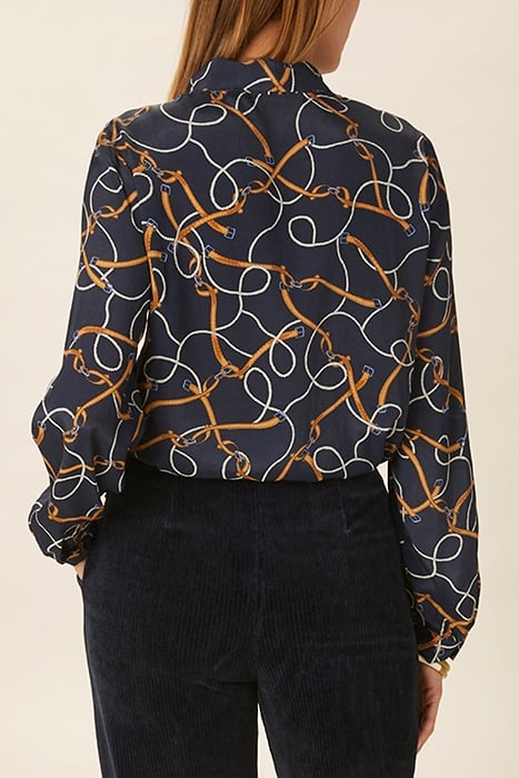 VISCOSE SCARF SHIRT IN BLUE 2