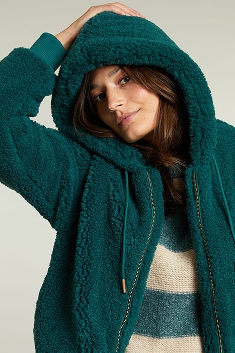 GREEN OVERSIZED HOODED BOMBER JACKET 4