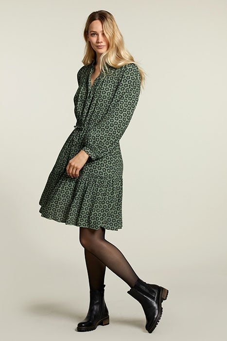 GREEN V-NECK DRESS 3