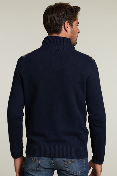SLIM FIT WOOLEN SWEATER NAVY/CARAMEL MIX 2