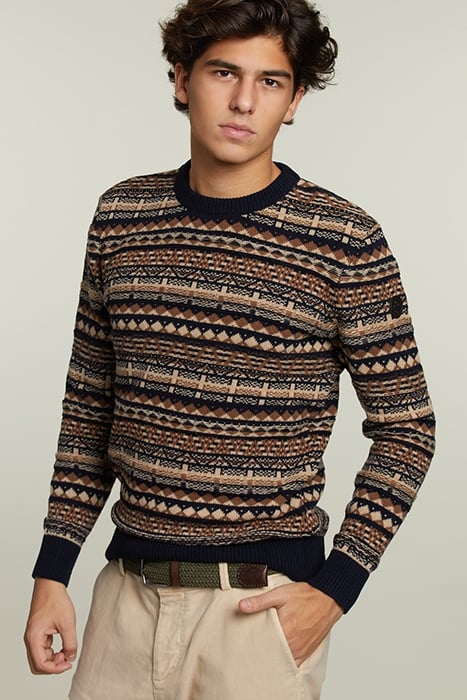 CUSTOM FIT WOOLEN FANTASY SWEATER NAVY 1