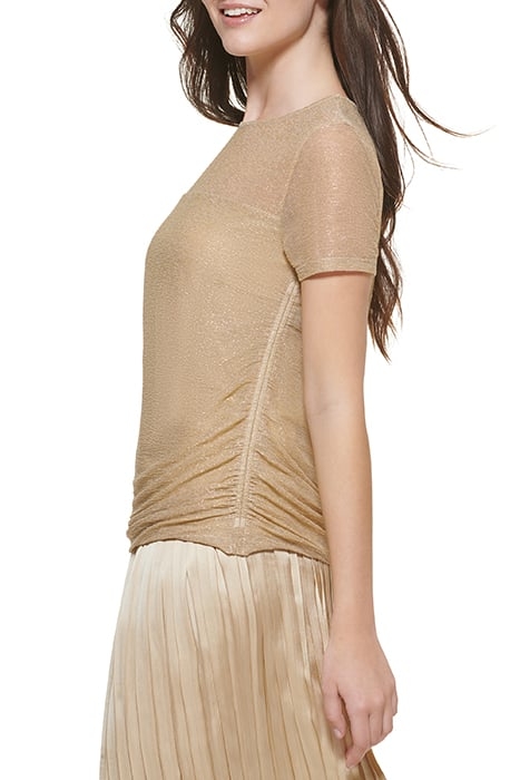 PRINTED MESH S/S TOP METLC GOLD 3