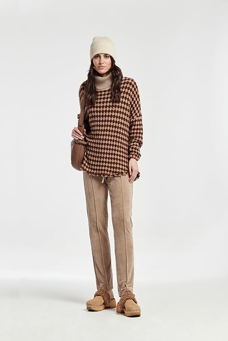 TRICOLOR KNIT HIGH NECK ASTRAL SWEATER BROWN 3
