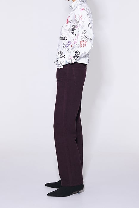 DARK BURGUNDY VELVET STRAIGHT-CUT TROUSERS 4