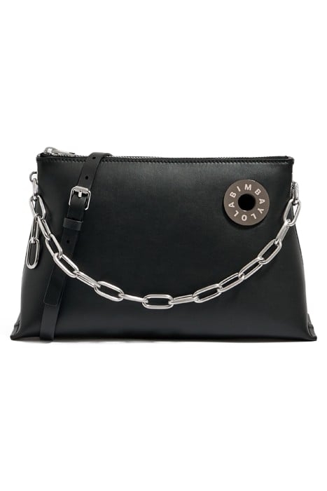 M BLACK LEATHER TRAPEZIUM BAG 1