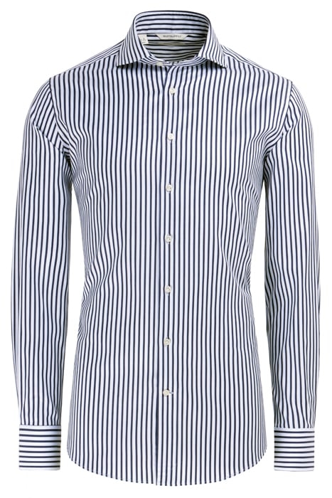 NAVY STRIPED TWILL SLIM FIT SHIRT 4