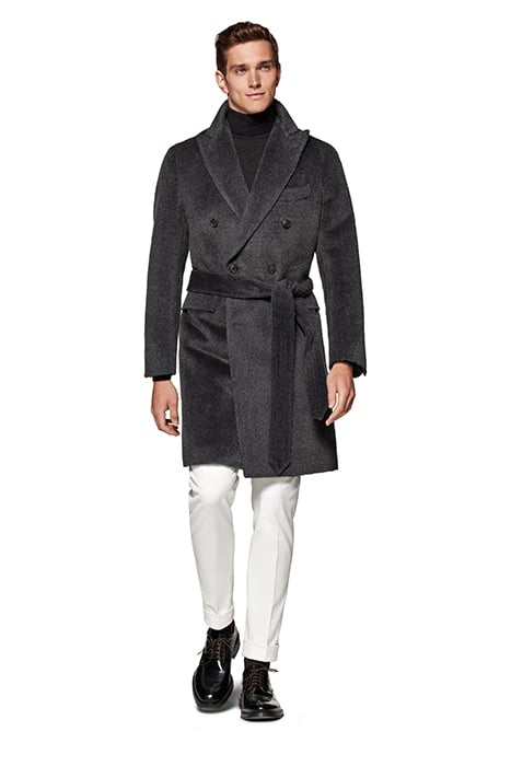 DARK GREY BELTED OVERCOAT 3