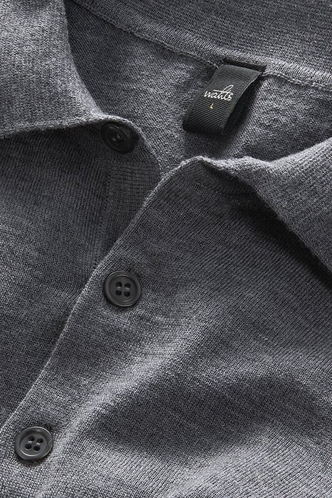 WARD | LONGSLEEVE MERINO RETRO POLO MID GREY MELANGE 2