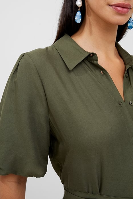 PUFF SLV VISCOSE SHIRT DRESS GREEN 4