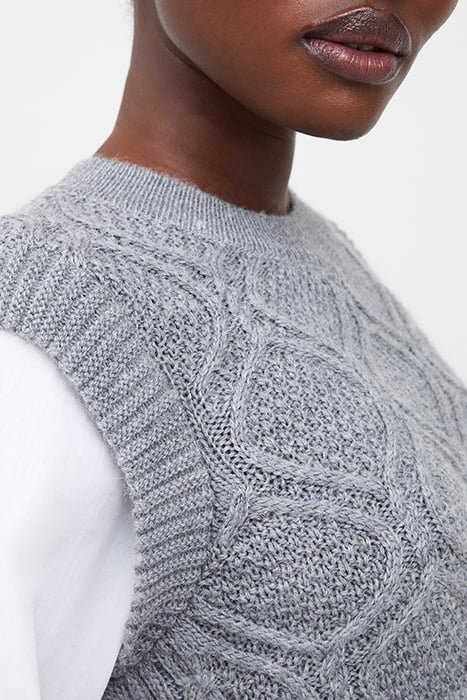 CABLE SHIRT MIX KNIT BLACK 4