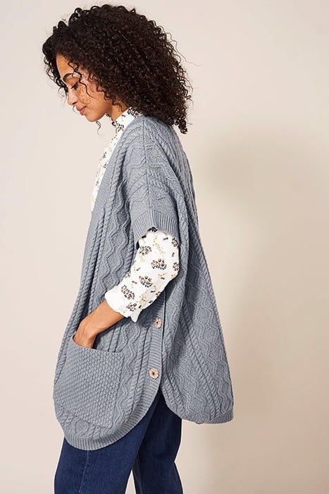 LEIA KNITTED THROW ON GREY MULTI 2