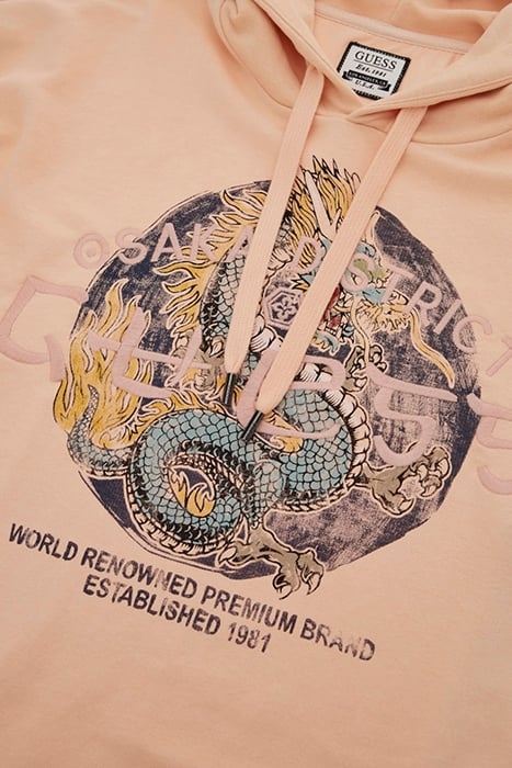 GUESS ROUND LOGO HOODIE SWEATS PEACH SKY 6