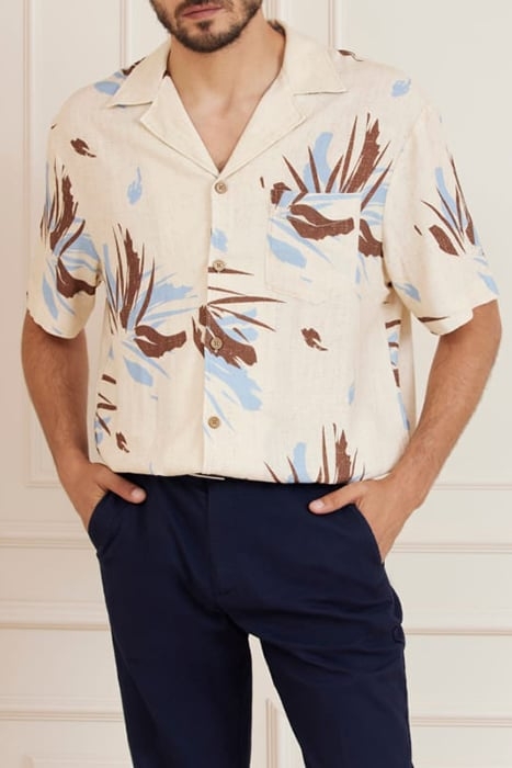 BILLY BOWLING SHIRT BROWN BLUE CASUAL ABSTRACT 4