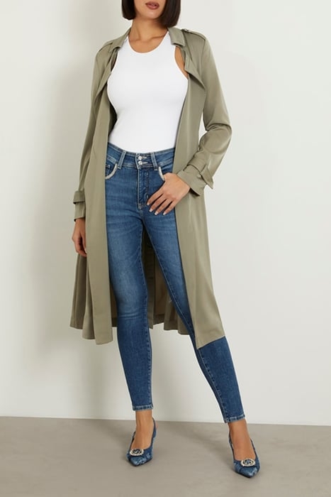 MICOLE SATIN TRENCH MOSSY GREEN 5