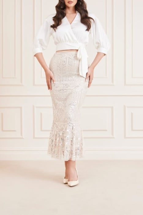 CRYSTAEMBROIDERED CRYSTAL BUFFY MINI SKIRT COMBO 1