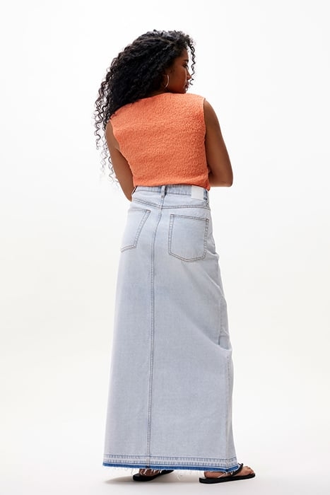 SMOCKED SLIM STRETCH V NECK TOP PAPAYA 3