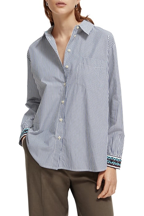 OVERSIZED SHIRT WITH POCKET MARINE STRIPE 1