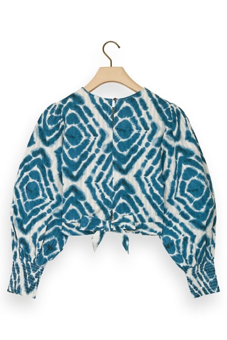 SMOCKED TOP WITH BOW BACK DISCO TIE DYE BOTTLE GREEN 5