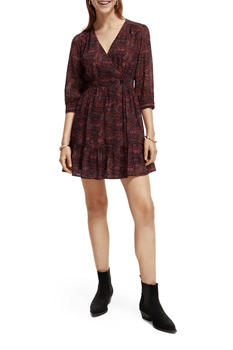 WRAP MINI DRESS FEATHER BORDEAUX 2