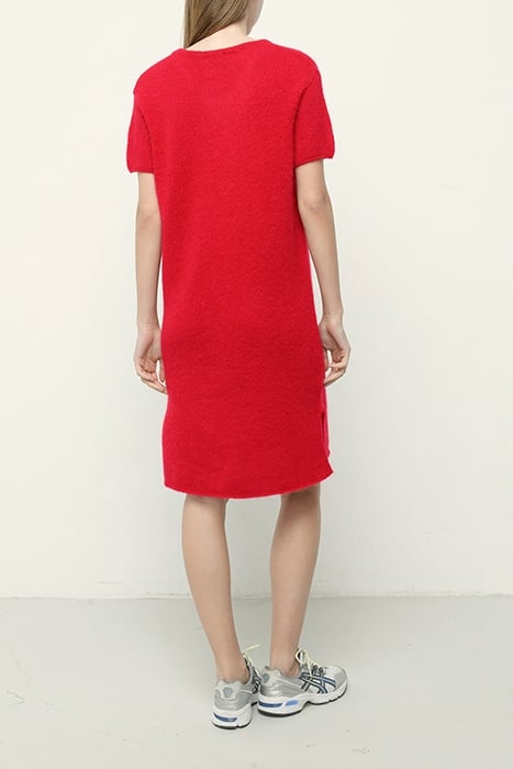 STRAIGHT CREW NECK MIDI DRESS GROSEILLE 2