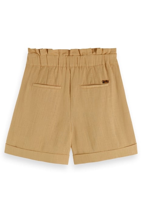 GIRLS CHECKED LINEN BLEND SHORTS SAND 2