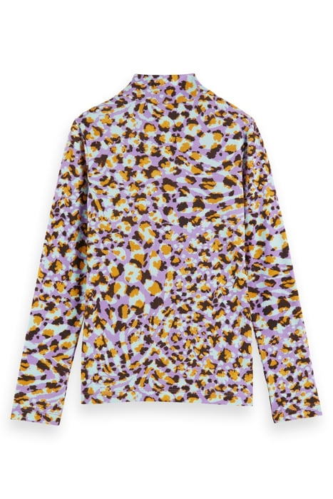 GIRLS ALL-OVER PRINTED HIGH-NECK FITTED T-SHIRT FLORAL LEOPA 4