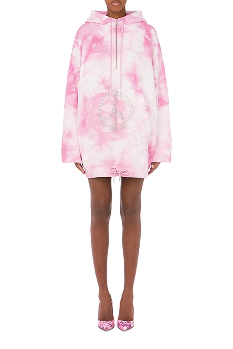 OVERSIZED TIE DYE FLEECE DRESS PINK 1