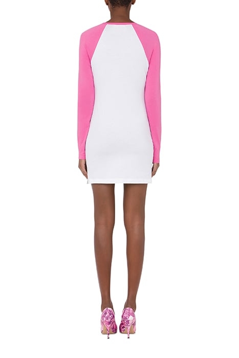 MOSCHINO JEANS LOGO JERSEY DRESS WHITE 2