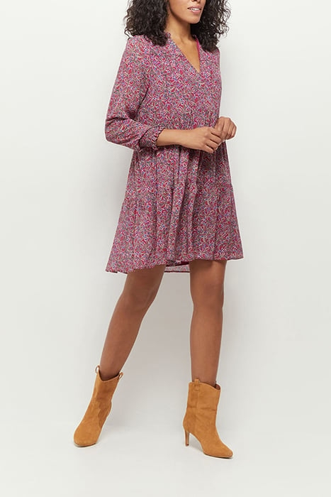 RISOTA - FUCHSIA DRESS WITH ROMANTIC FOLIAGE PRINT IN RECYCL 3