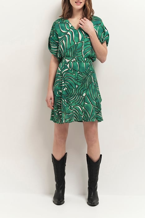 JERK - GREEN GRASS SHORT SKIRT WITH ARTY PALM PRINT 3