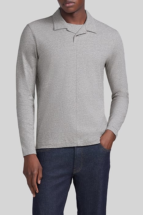 GREY UPCYCLED POLO SHIRT WITH TROMPE-L'OEIL COLLAR 1