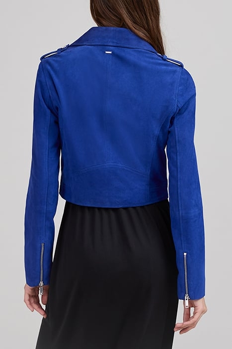 COBALT SUEDE BIKER-STYLE JACKET 2