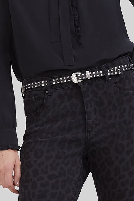 BLACK & SILVER LEATHER STUDDED DRESS BELTS 2