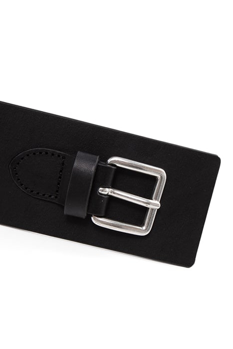 BLACK LEATHER DRESS BELT WITH STUDDED TAB 5
