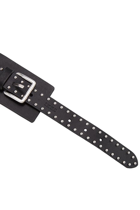 BLACK LEATHER DRESS BELT WITH STUDDED TAB 4