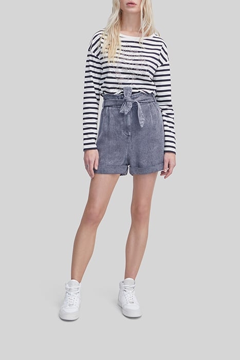 ECRU SAILOR-STRIPE T-SHIRT WITH STUDDED SKULL 3