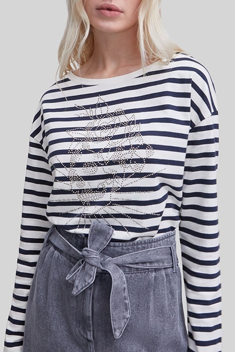 ECRU SAILOR-STRIPE T-SHIRT WITH STUDDED SKULL 5