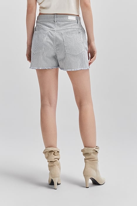 WHITE WATERLESS DENIM SHORTS WITH BLUE STRIPES 2