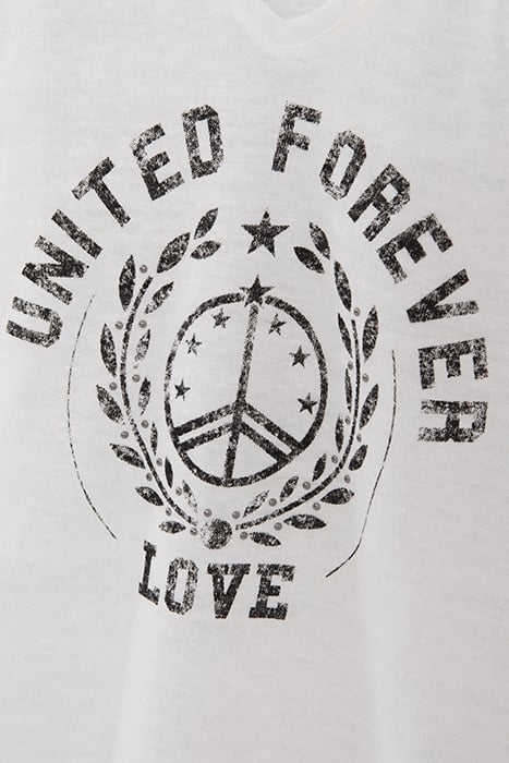 WHITE T-SHIRT WITH PEACE SYMBOL BADGE 6