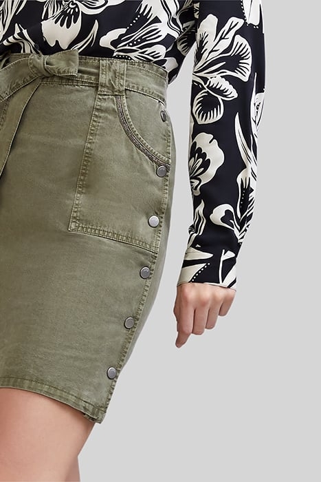 KHAKI STRAIGHT SKIRT WITH SIDE PRESS STUDS 5
