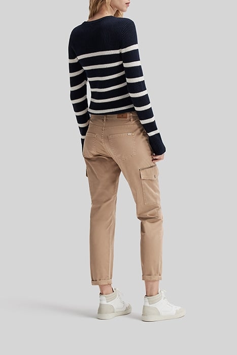 CAMEL CROPPED CARGO JEANS WITH PRETTY BRAID 4