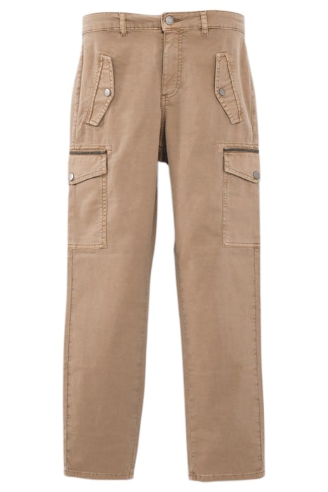 CAMEL CROPPED CARGO JEANS WITH PRETTY BRAID 5