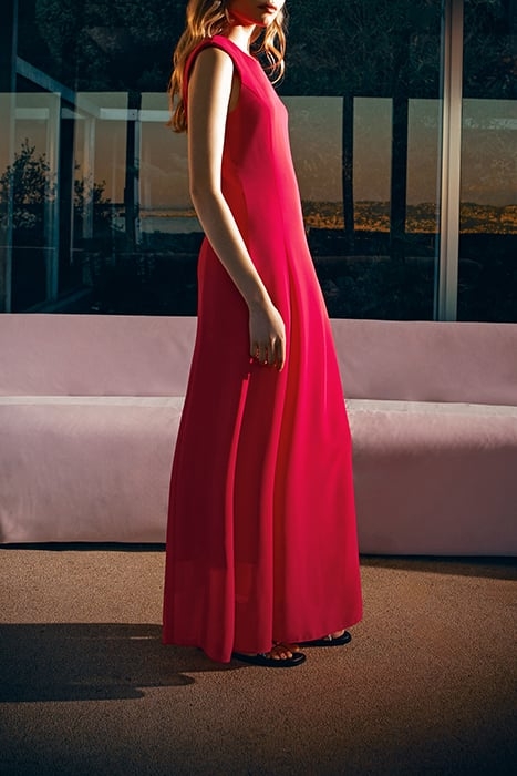 HOT PINK RECYCLED LONG DRESS WITH EPAULETS 7