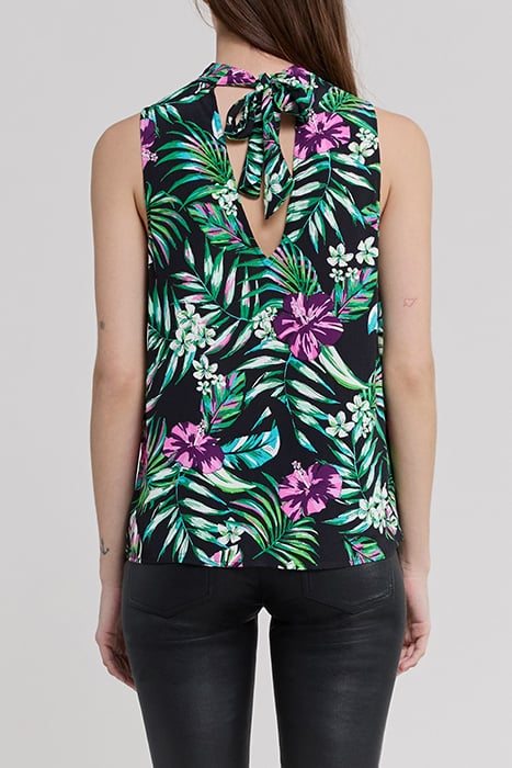 BLACK LENZING™ ECOVERO™ TROPICAL PRINT TIED TOP 2