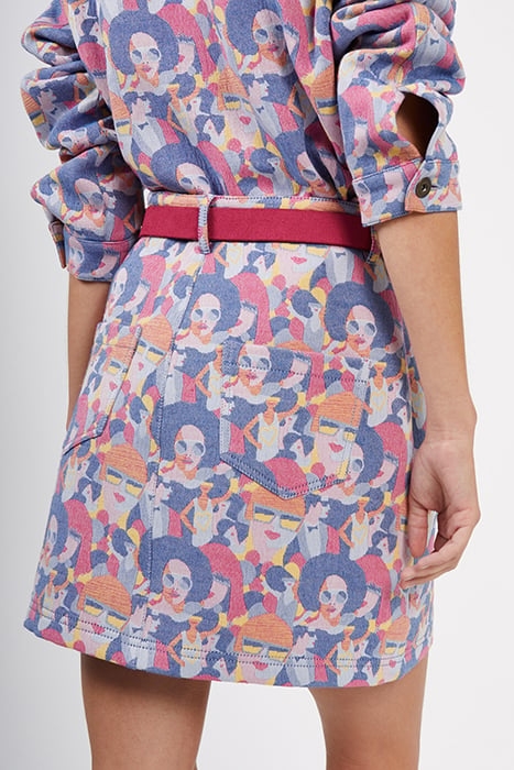 ROYAL BLUE SHORT SKIRT WITH WOMEN MOTIF JACQUARD 5