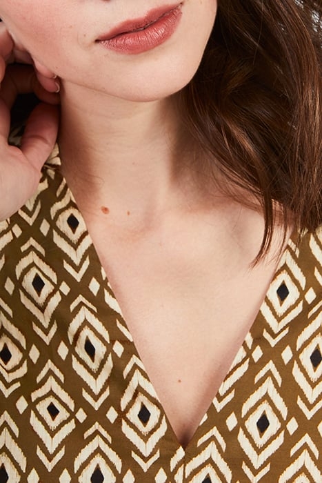 CAMEL ETHNIC BOHO PRINT BLOUSE 6