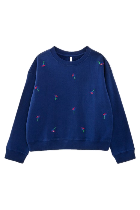 NAVY SWEATSHIRT WITH FLOWER EMBROIDERY 3