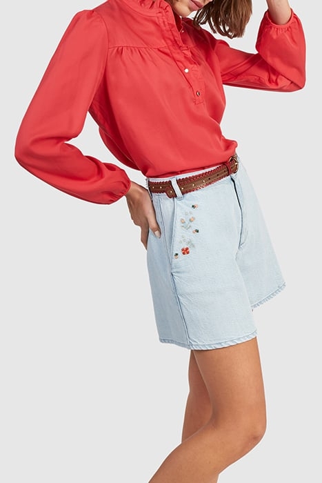CORAL BLOUSE WITH RUFFLED COLLAR 3