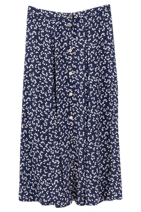 NAVY GRAPHIC PRINT LONG SKIRT 4