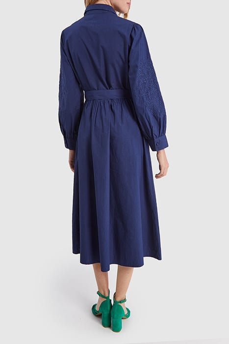 INDIGO LONG DRESS WITH TONE-ON-TONE EMBROIDERY 2